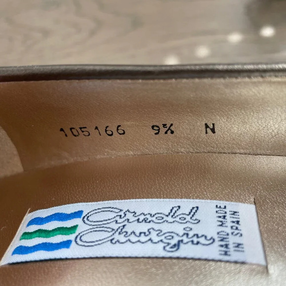 Arnold Churgin Almond Toe Leather 2.5" Heeled Shoes Metallic Grey/Green Sz 9.5N - Picture 9 of 11